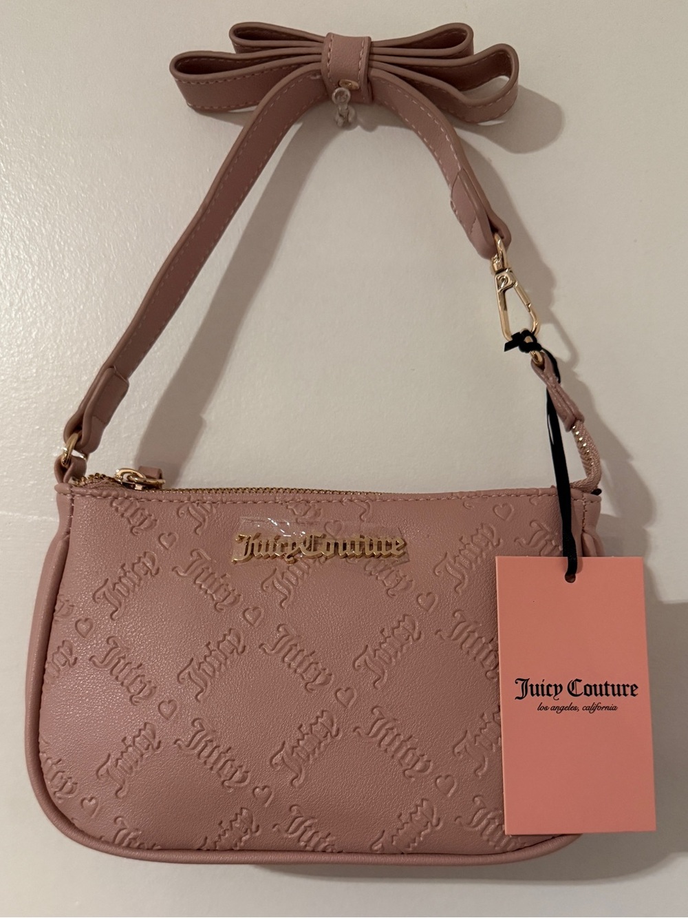 Juicy Couture Dusty Pink Bow Strap Small Shoulder Bag
